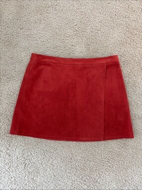 BCBGMaxAzria Red Suede Mini Skirt